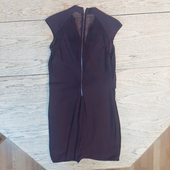 Helmut Lang silk blend drape wrap front fitted mini dress sheer back size 2 - Picture 2 of 13